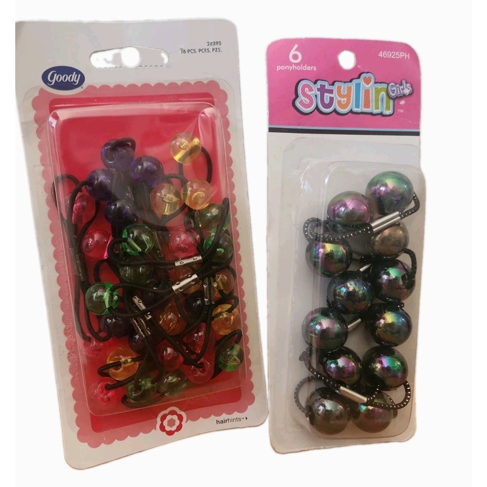 NIP LOT 2‎ Vintage Goody Girls 2002 (16) (6) Twin Bead Ponytail Holders Knockers